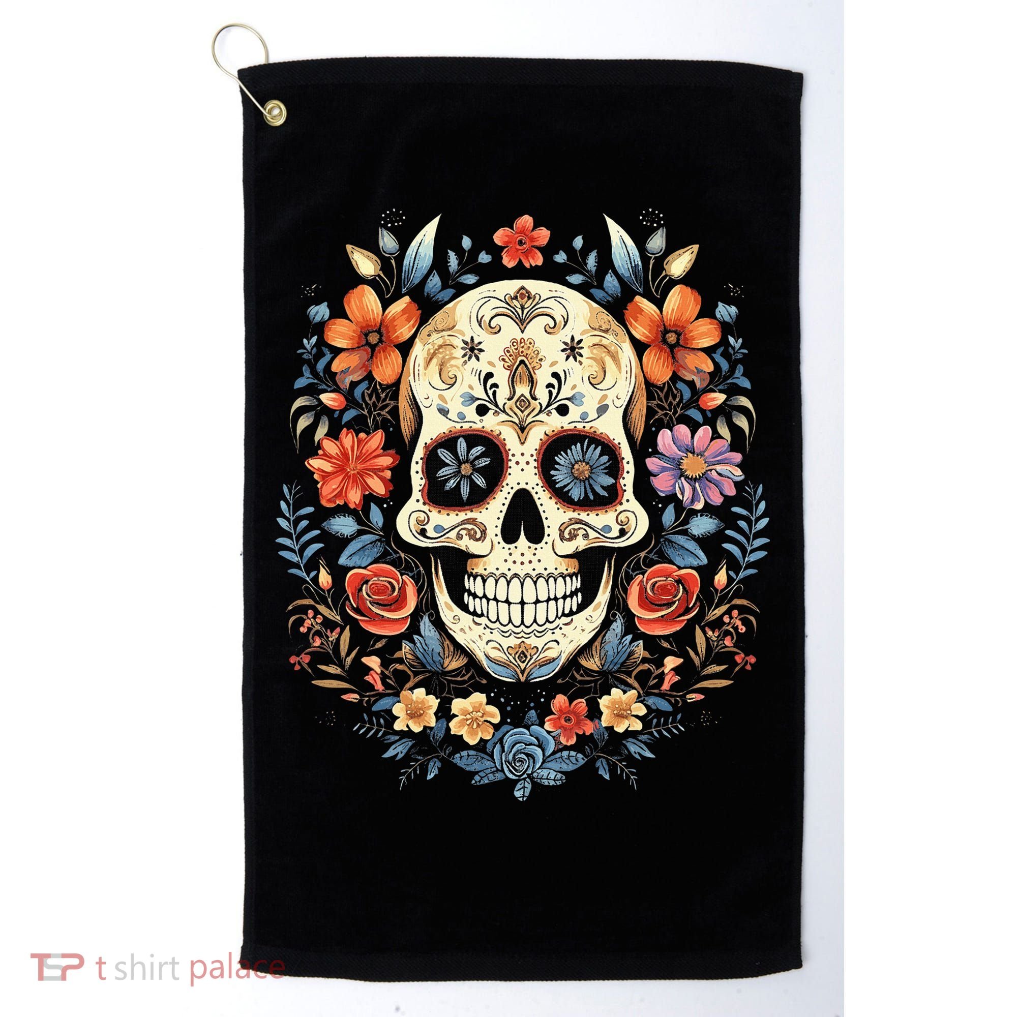 De Los Muertos Day of the Dead Sugar Skull Golf Towel