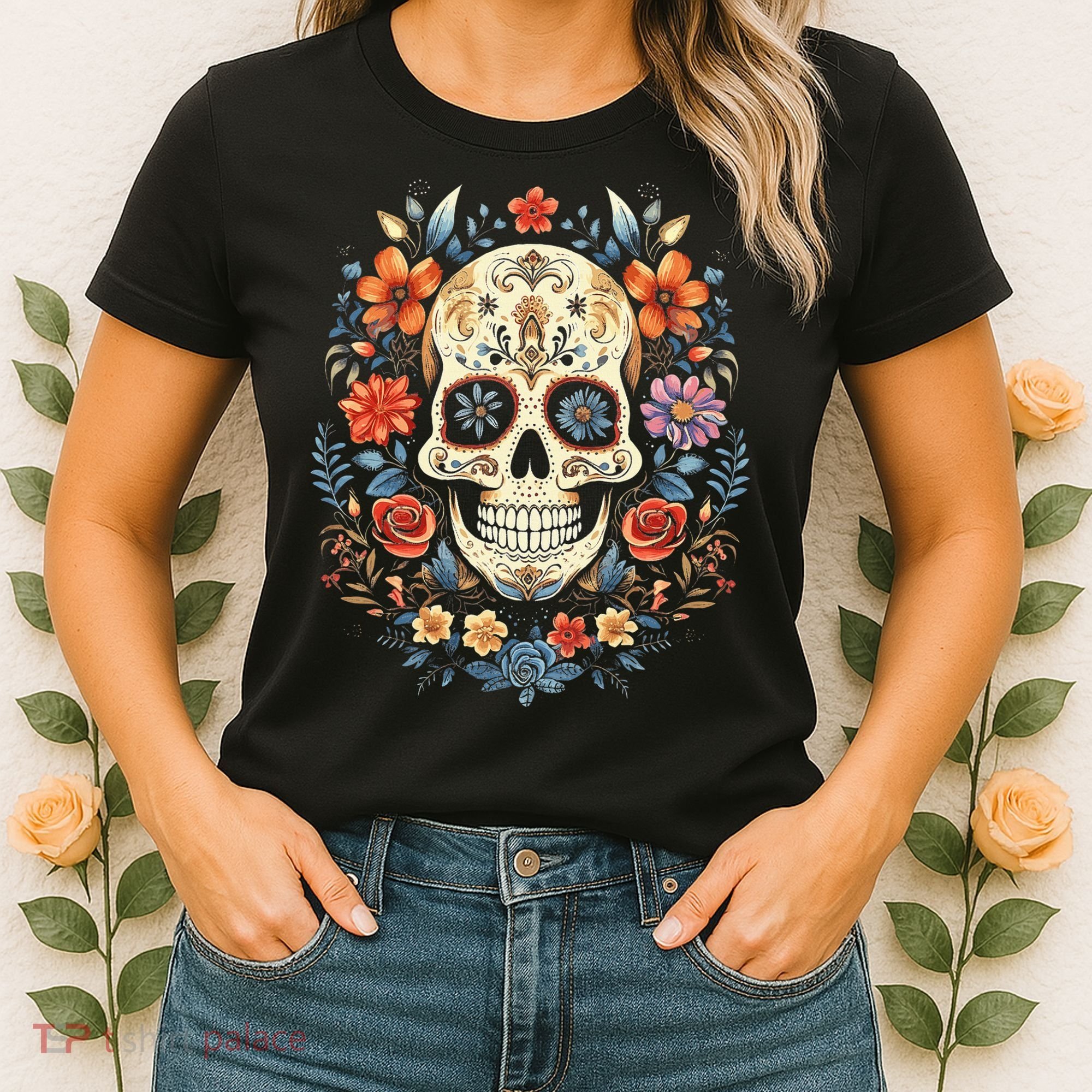De Los Muertos Day of the Dead Sugar Skull Women's T-Shirt