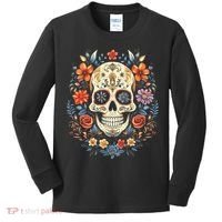 De Los Muertos Day of the Dead Sugar Skull Kids Long Sleeve Shirt thumb 0
