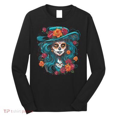 De Los Muertos La Catrina Day of the Dead Long Sleeve Shirt