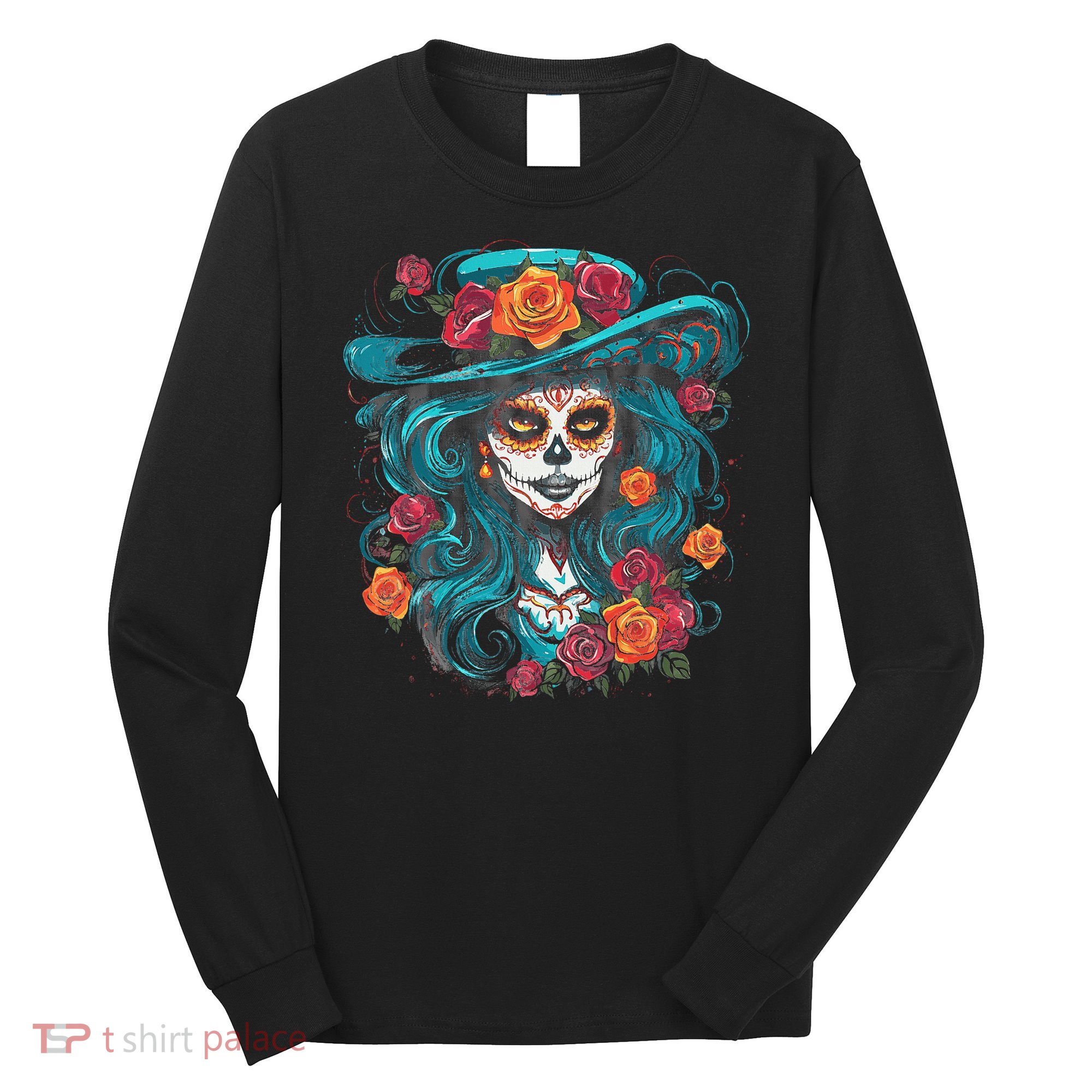 De Los Muertos La Catrina Day of the Dead Long Sleeve Shirt