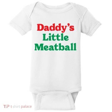 Daddy Little Meatball Italian Ironic Funny Meme Trendy Unisex Baby Bodysuit