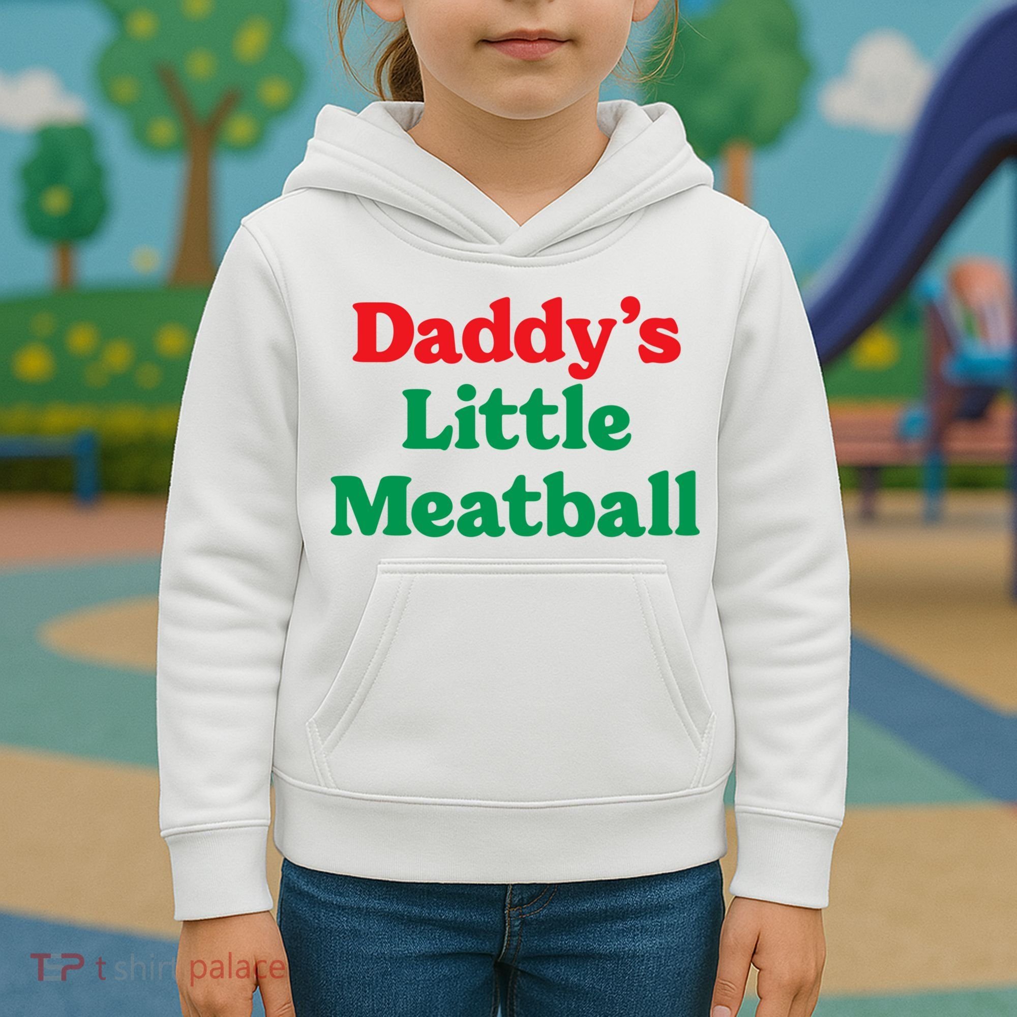 Daddy Little Meatball Italian Ironic Funny Meme Trendy Unisex Kids Hoodie