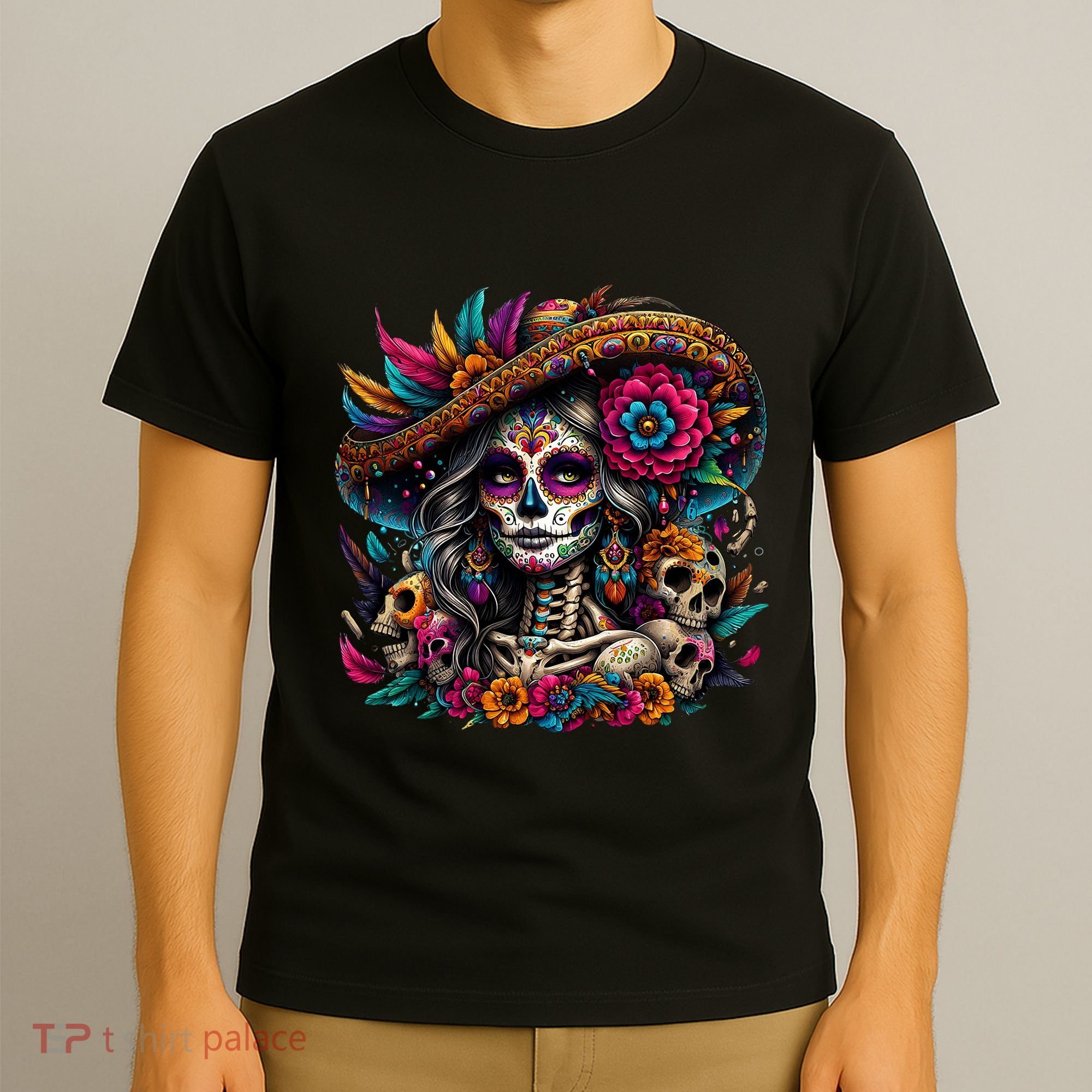 De Los Muertos La Catrina Day Of The Dead Sugar Skull Women T-Shirt