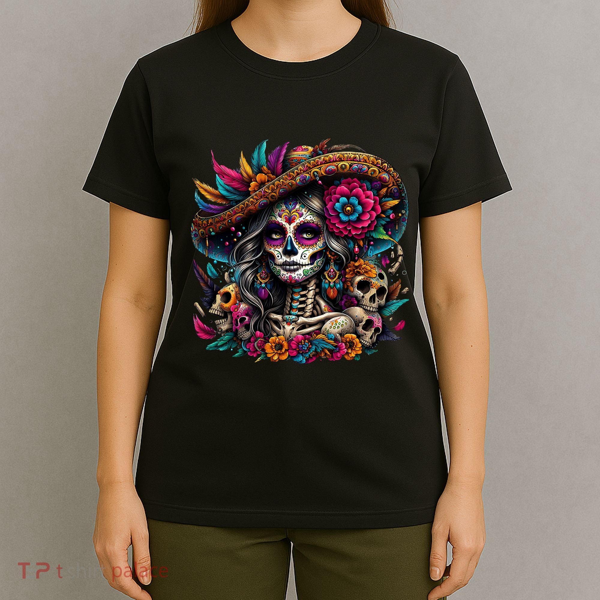 De Los Muertos La Catrina Day Of The Dead Sugar Skull Women T-Shirt