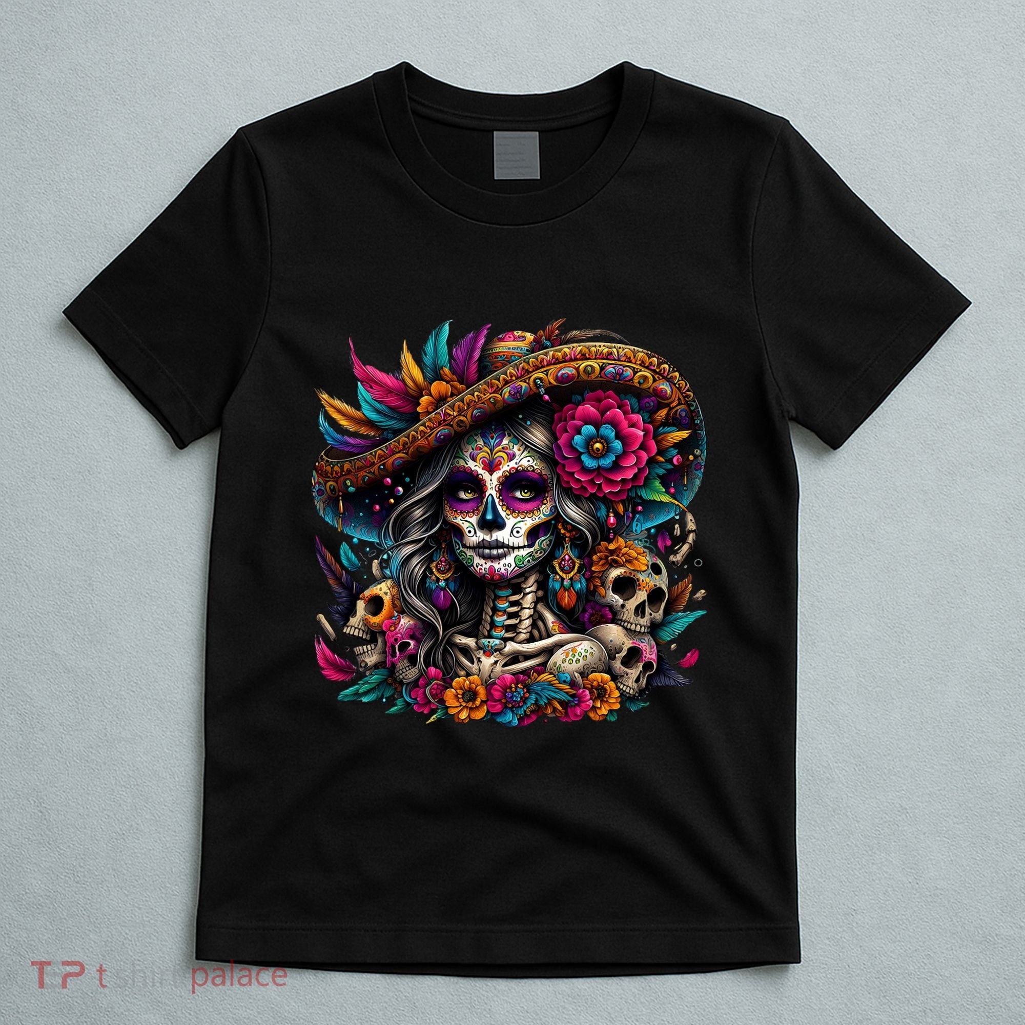 De Los Muertos La Catrina Day Of The Dead Sugar Skull Women T-Shirt