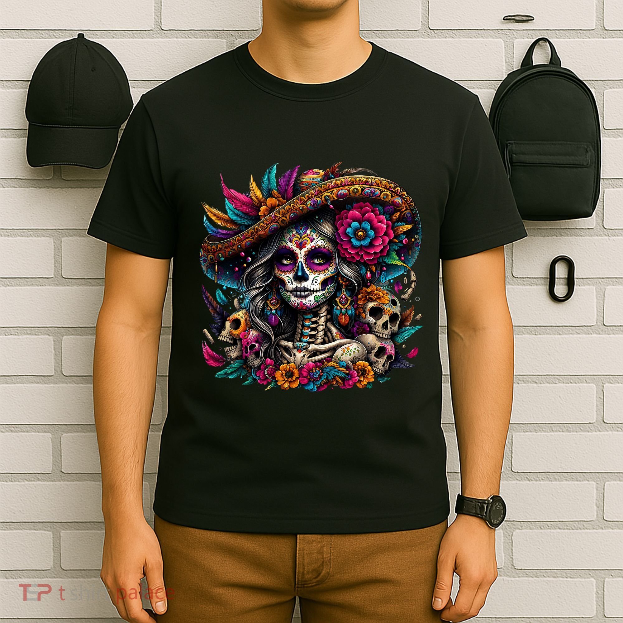 De Los Muertos La Catrina Day Of The Dead Sugar Skull Women T-Shirt