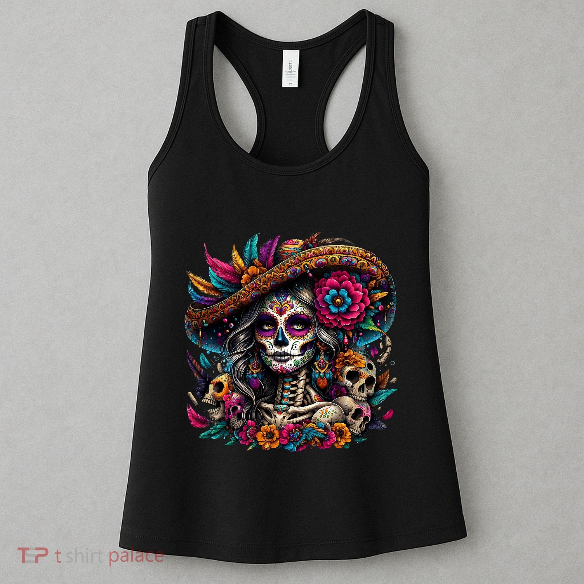 De Los Muertos La Catrina Day Of The Dead Sugar Skull Women Women's Tank Top