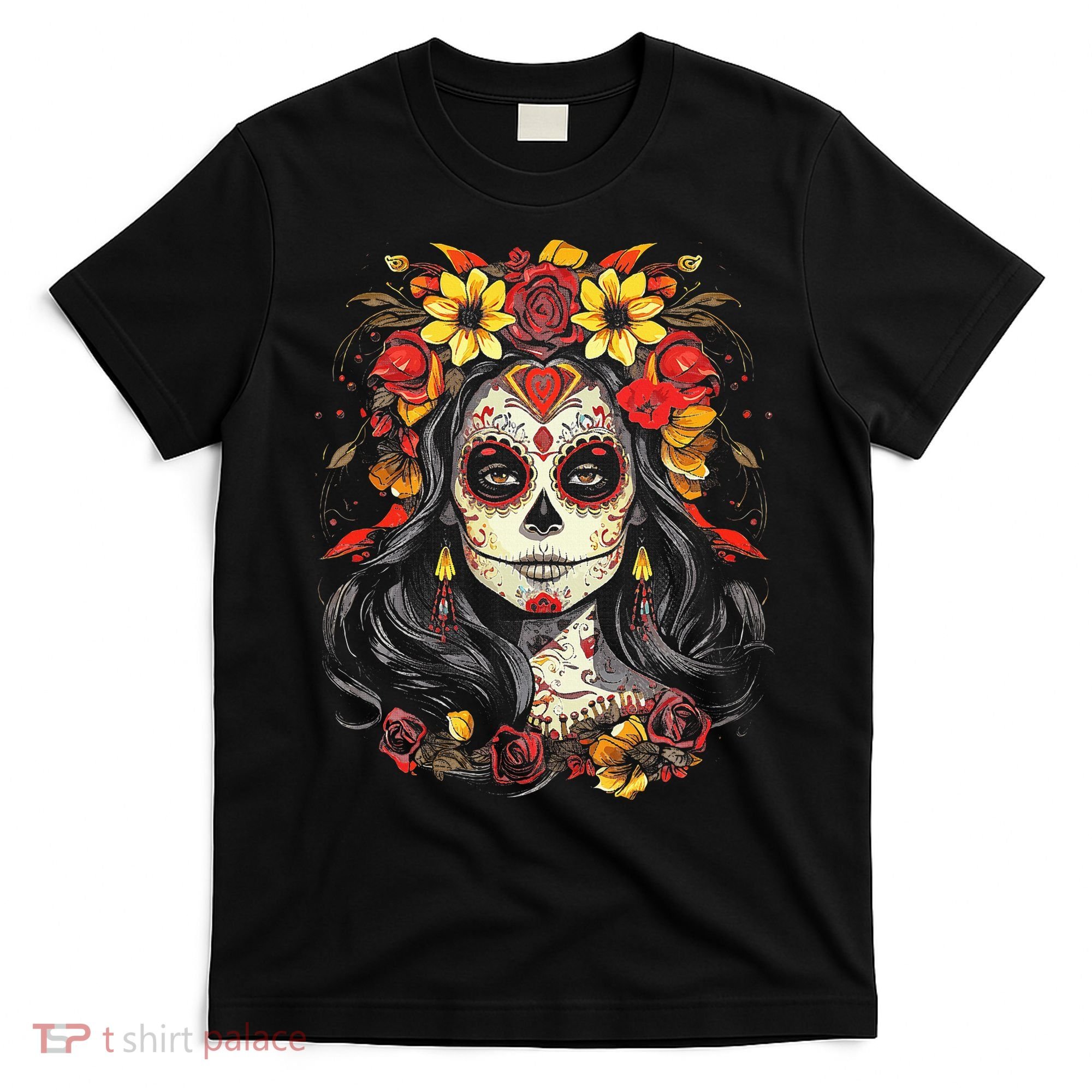 De Los Muertos La Catrina Day of the Dead Sugar Skull T-Shirt