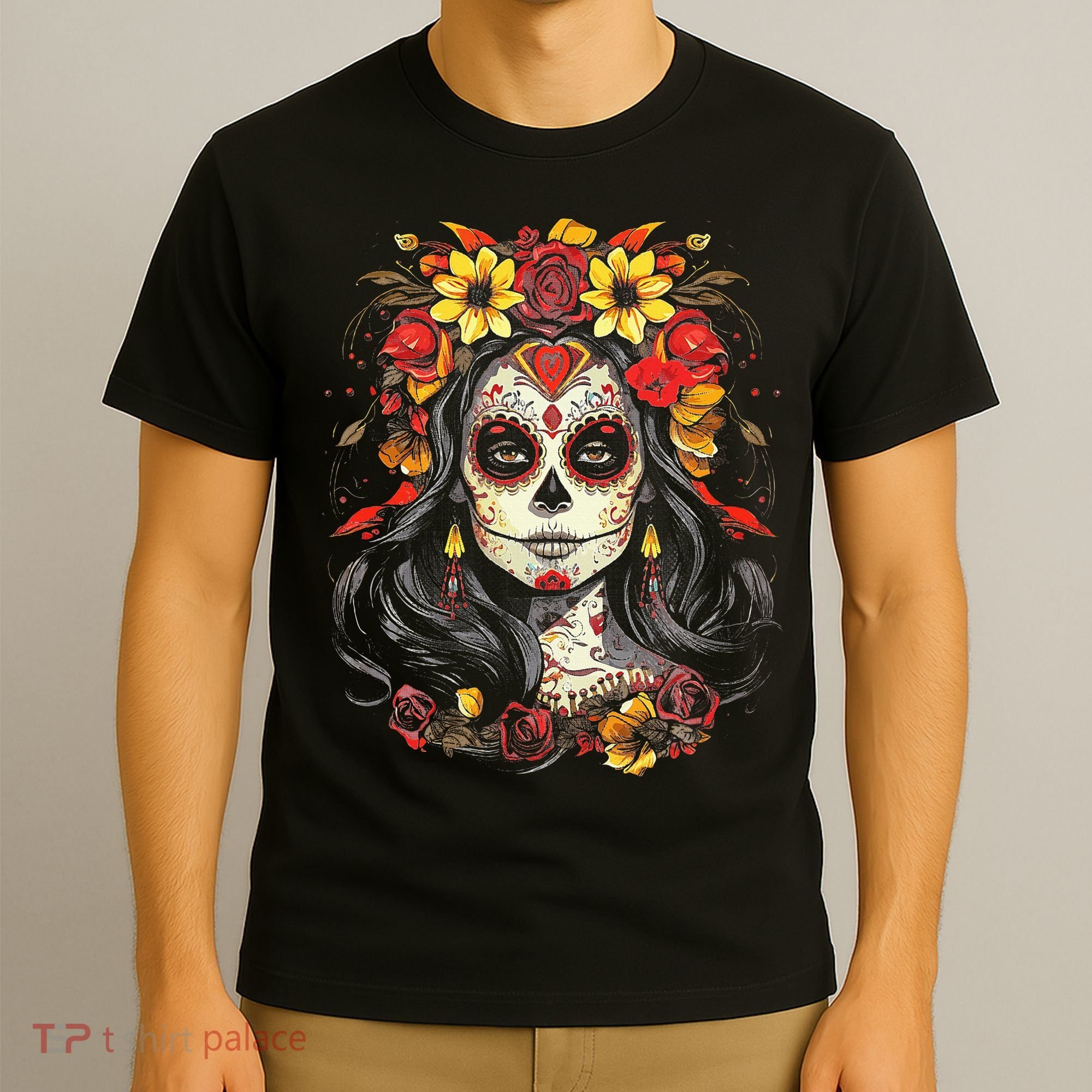 De Los Muertos La Catrina Day of the Dead Sugar Skull T-Shirt