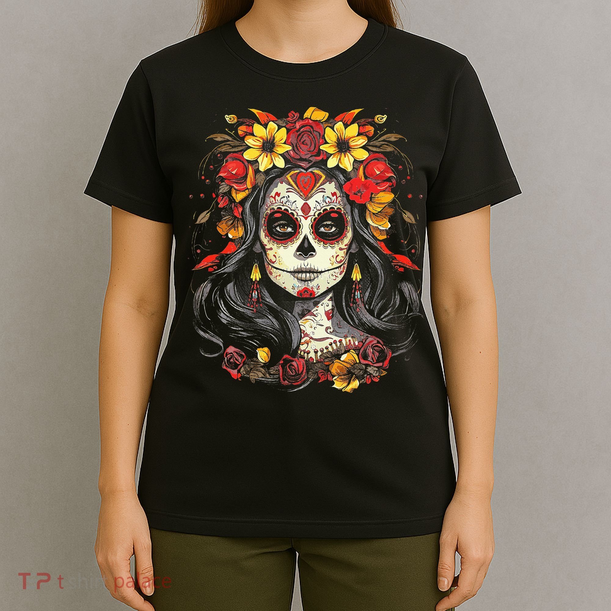 De Los Muertos La Catrina Day of the Dead Sugar Skull T-Shirt