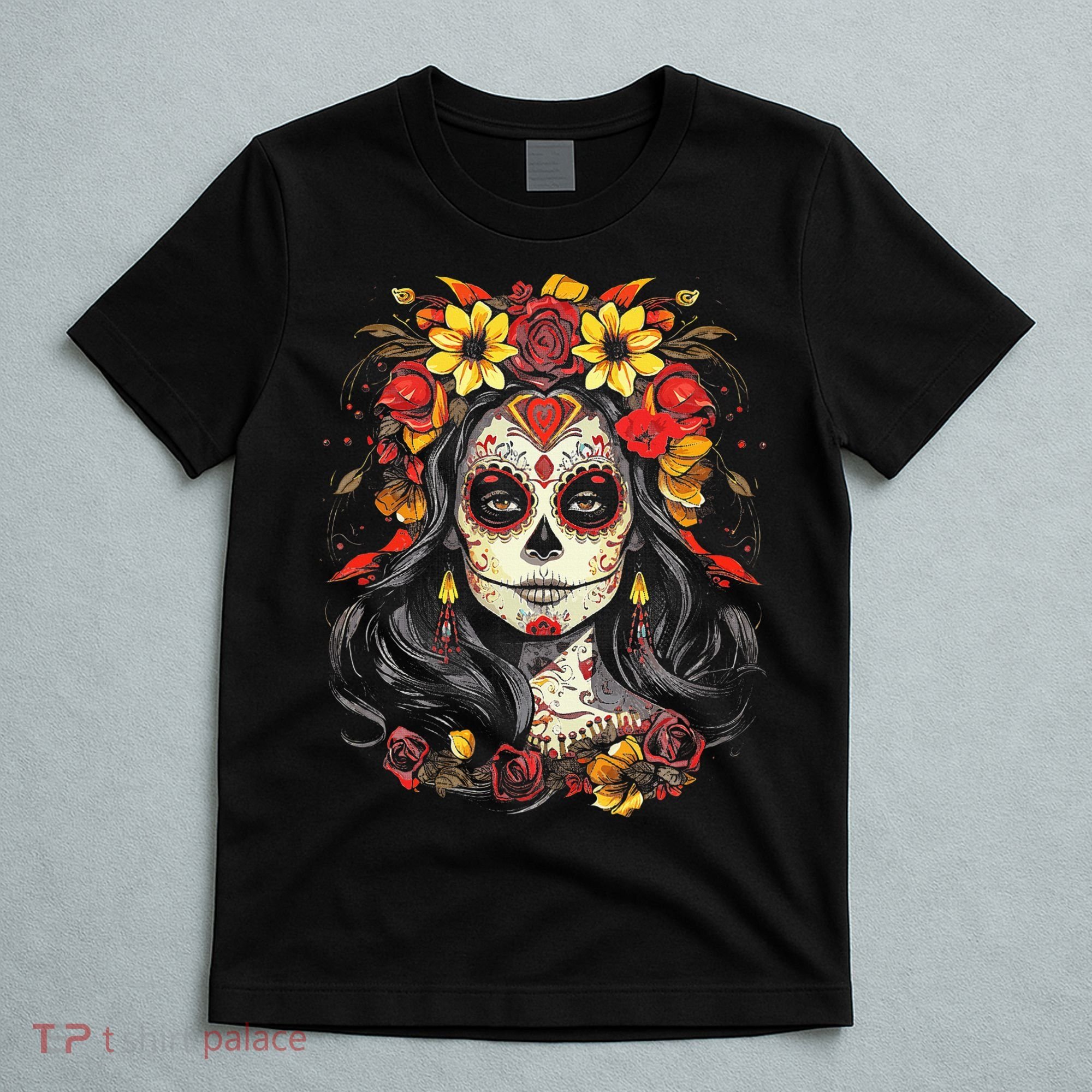 De Los Muertos La Catrina Day of the Dead Sugar Skull T-Shirt