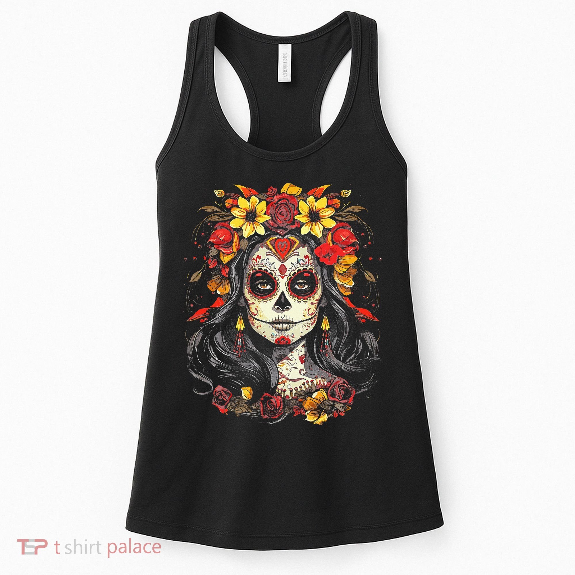 De Los Muertos La Catrina Day of the Dead Sugar Skull Women's Tank Top