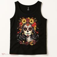 De Los Muertos La Catrina Day of the Dead Sugar Skull Tank Top thumb 2