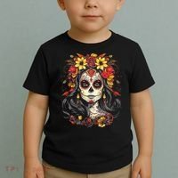 De Los Muertos La Catrina Day of the Dead Sugar Skull Toddler T-Shirt thumb 2
