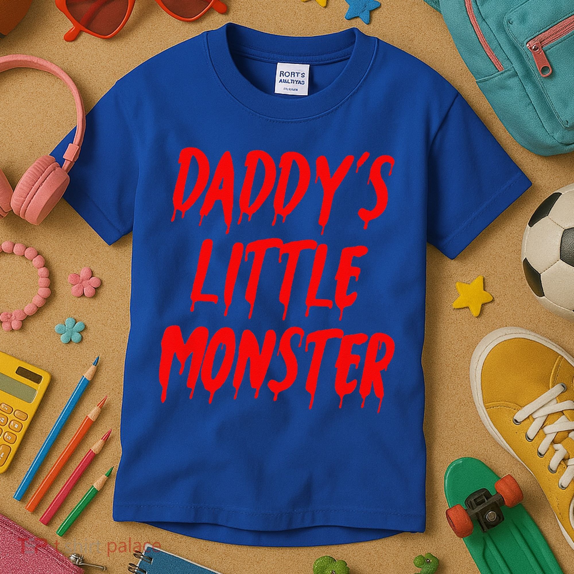 Daddys Little Monster Halloween Blood Red Kids T-Shirt