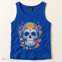 De Los Muertos Day of the Dead Sugar Skull Halloween Tank Top thumb 2