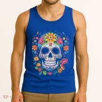 De Los Muertos Day of the Dead Sugar Skull Halloween Tank Top thumb 3