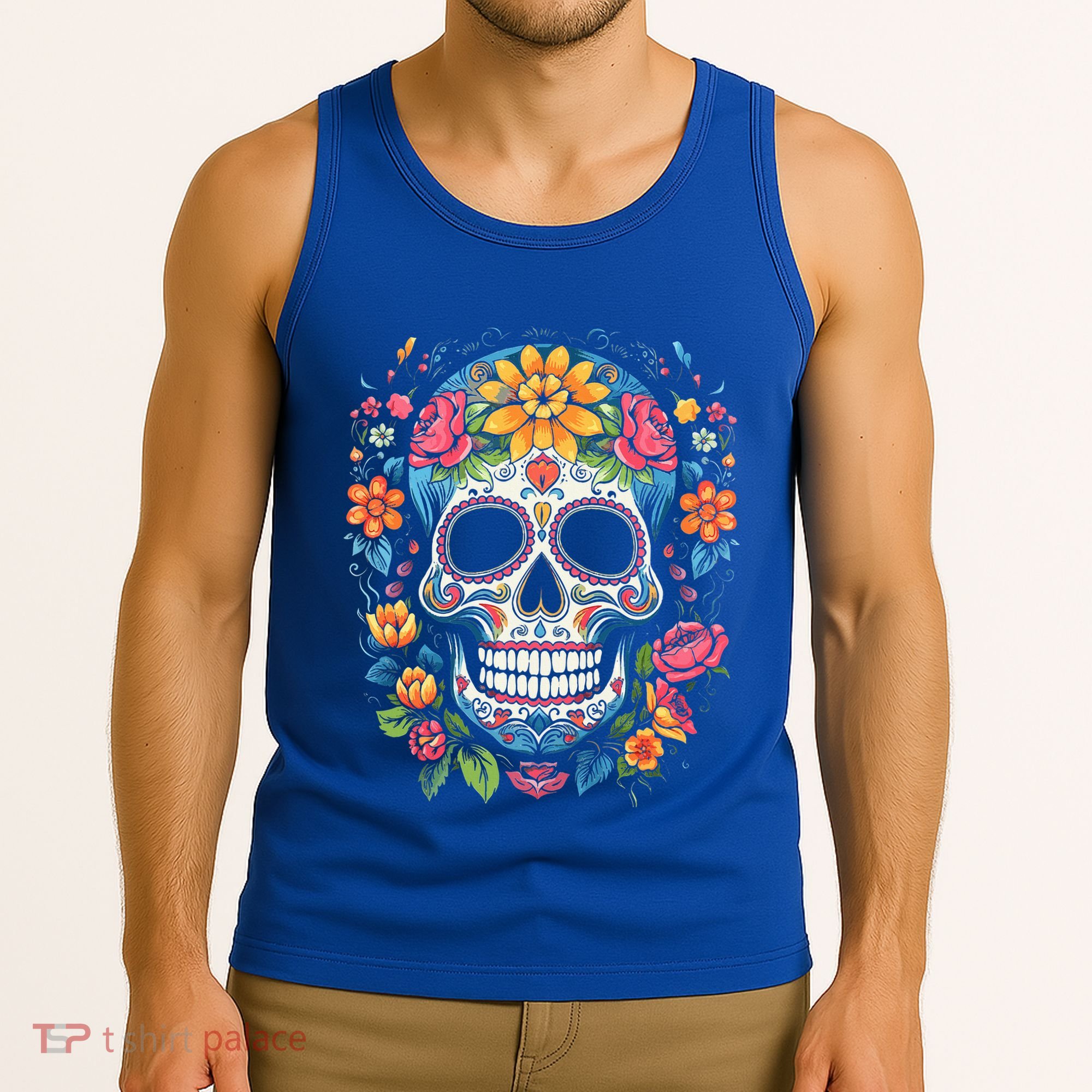 De Los Muertos Day of the Dead Sugar Skull Halloween Tank Top