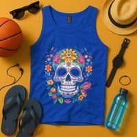 De Los Muertos Day of the Dead Sugar Skull Halloween Tank Top thumb 4
