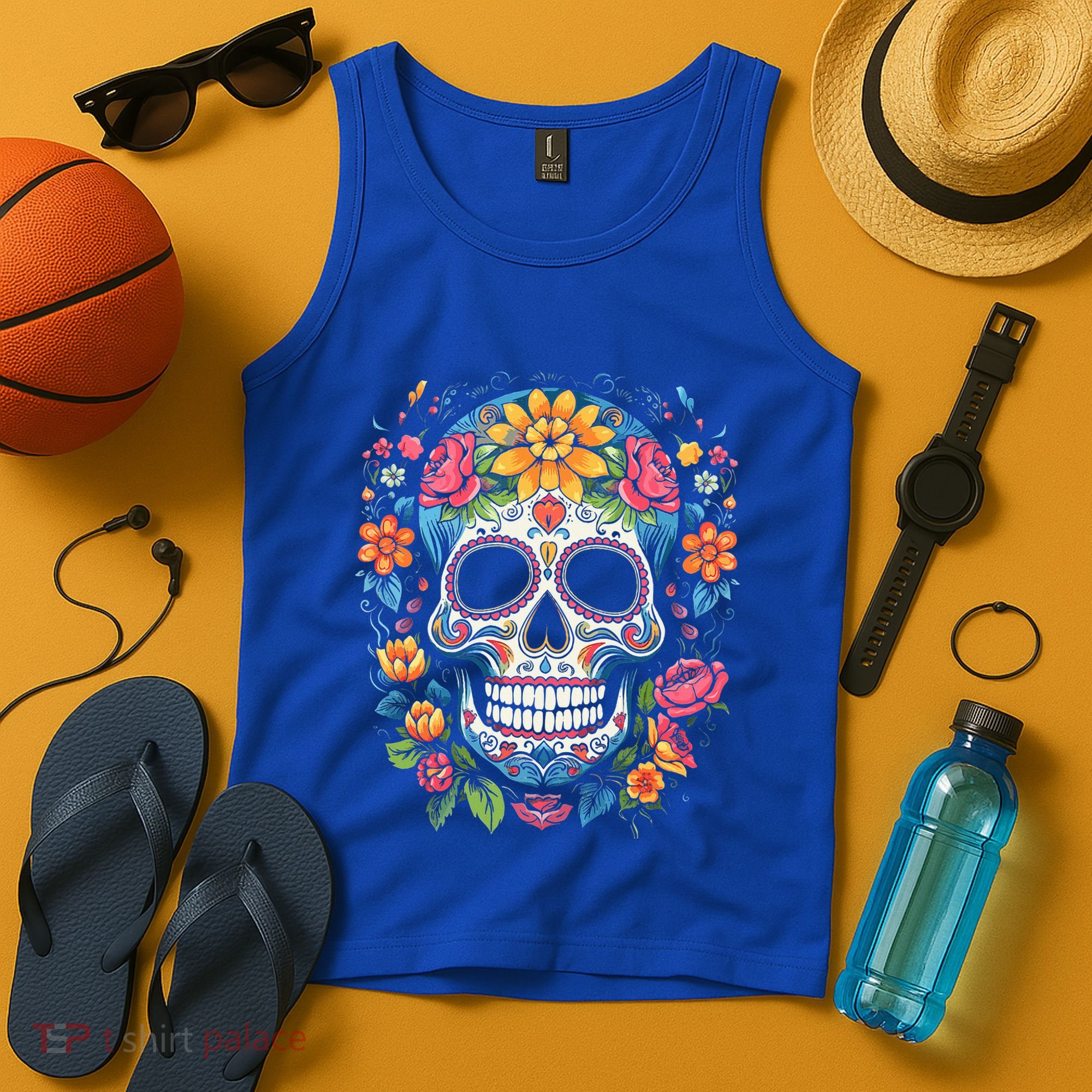 De Los Muertos Day of the Dead Sugar Skull Halloween Tank Top