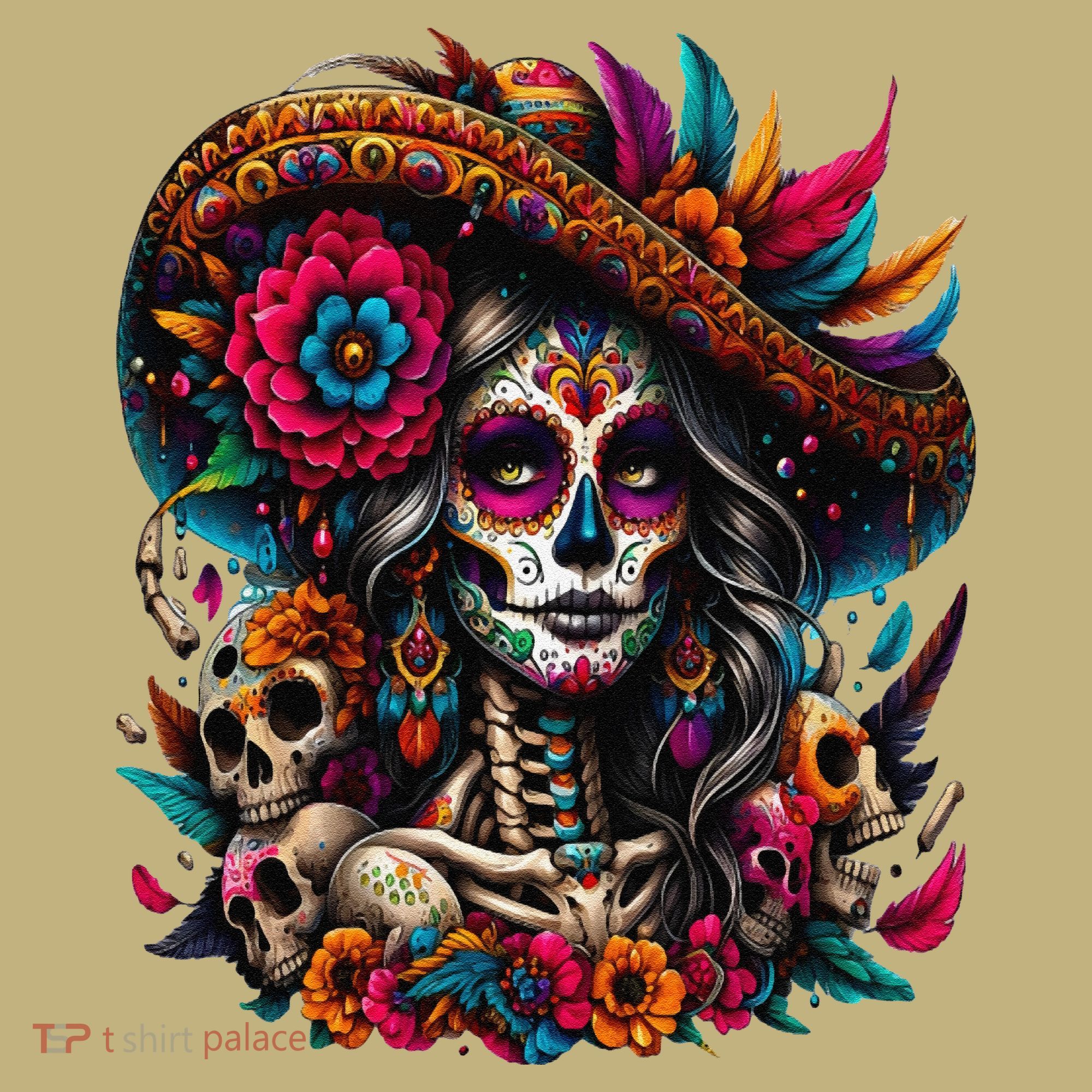 De Los Muertos La Catrina Day Of The Dead Sugar Skull Women T-Shirt