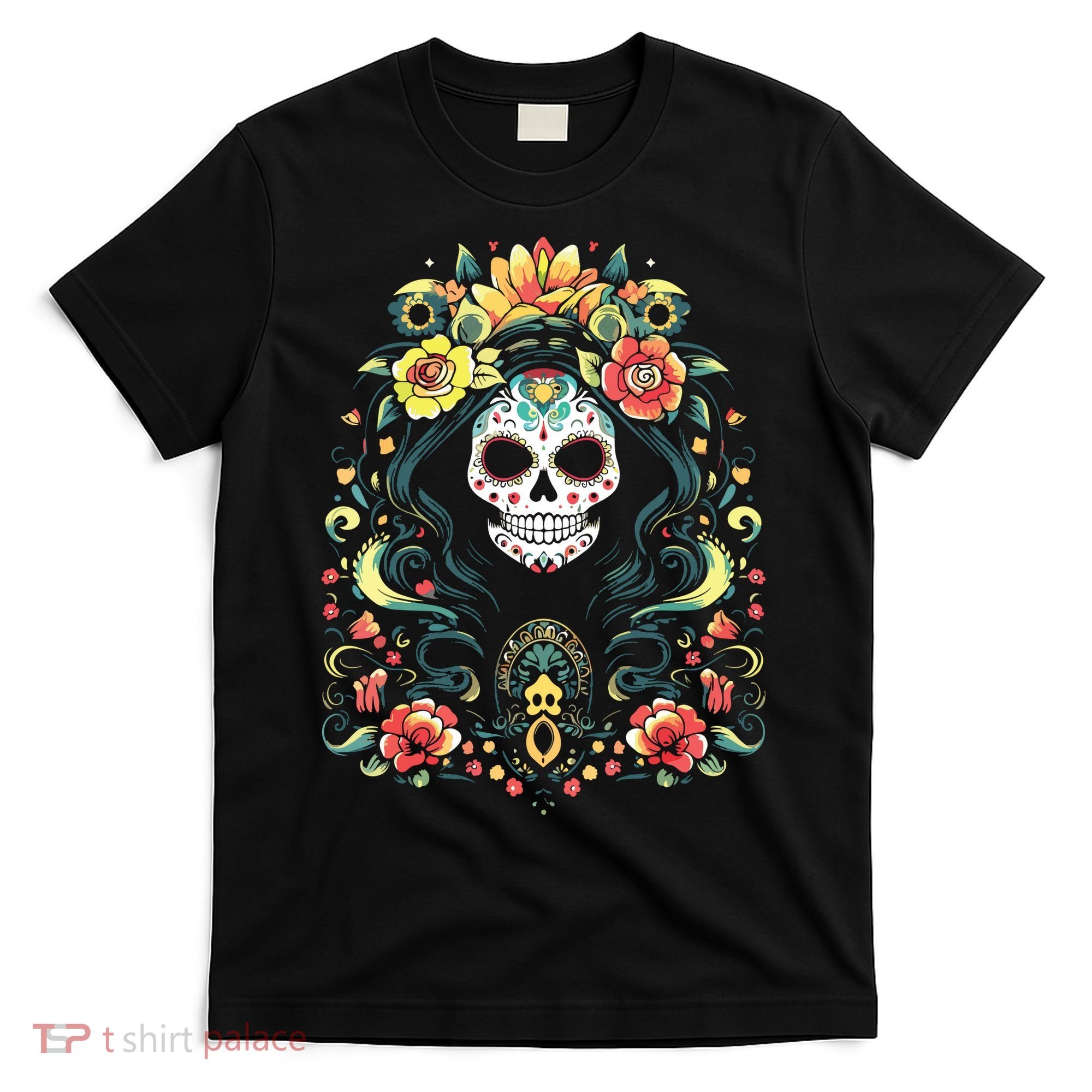 De Los Muertos La Catrina Day Of The Dead Sugar Skull T-Shirt