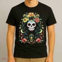 De Los Muertos La Catrina Day Of The Dead Sugar Skull T-Shirt thumb 3