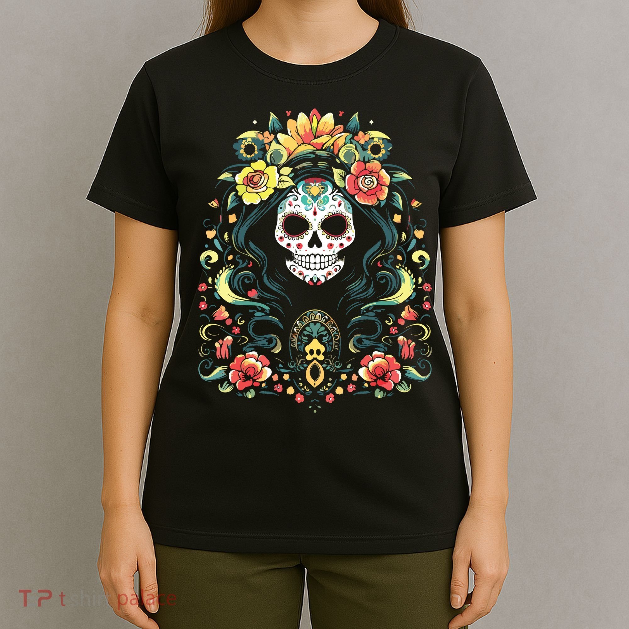De Los Muertos La Catrina Day Of The Dead Sugar Skull T-Shirt