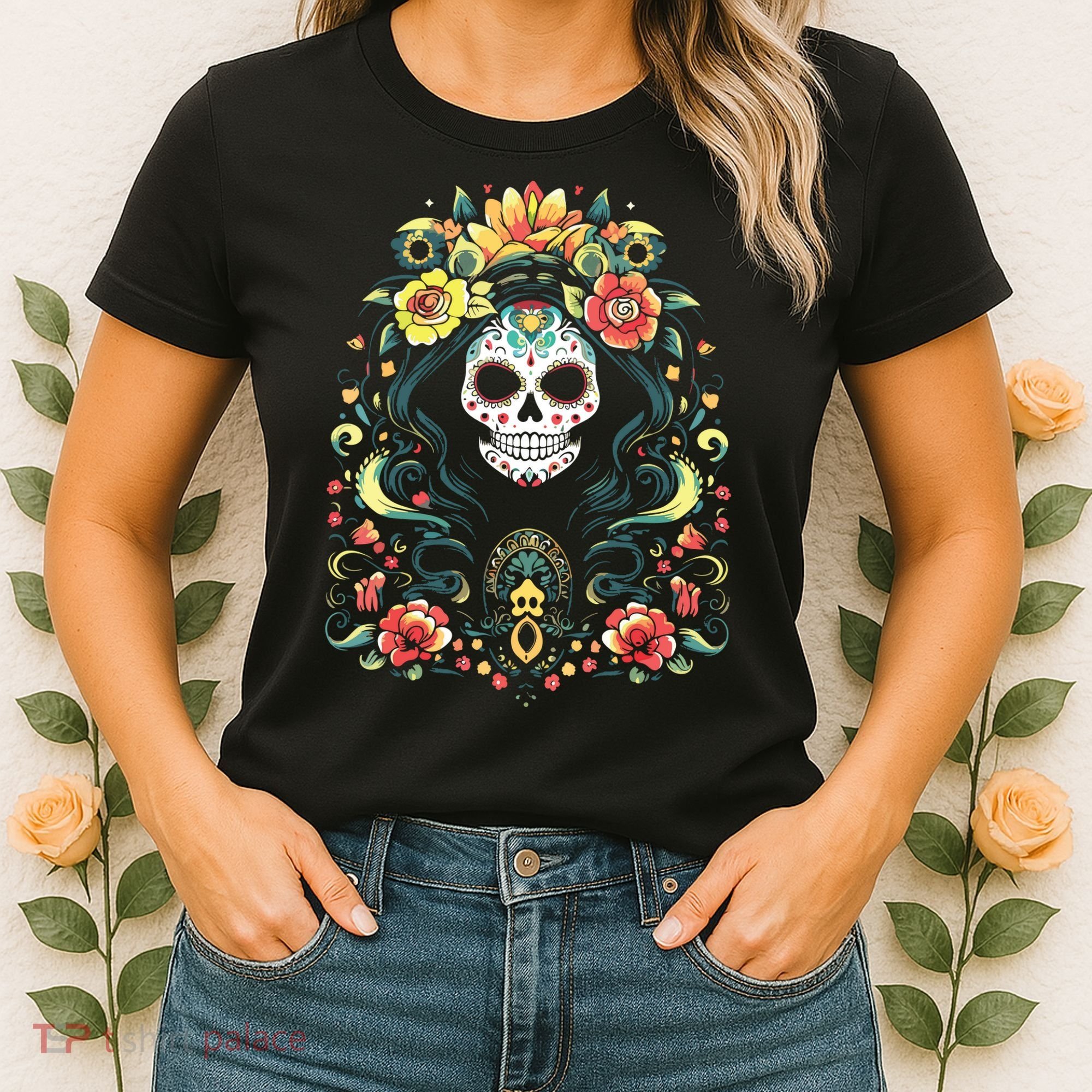 De Los Muertos La Catrina Day Of The Dead Sugar Skull Women's T-Shirt