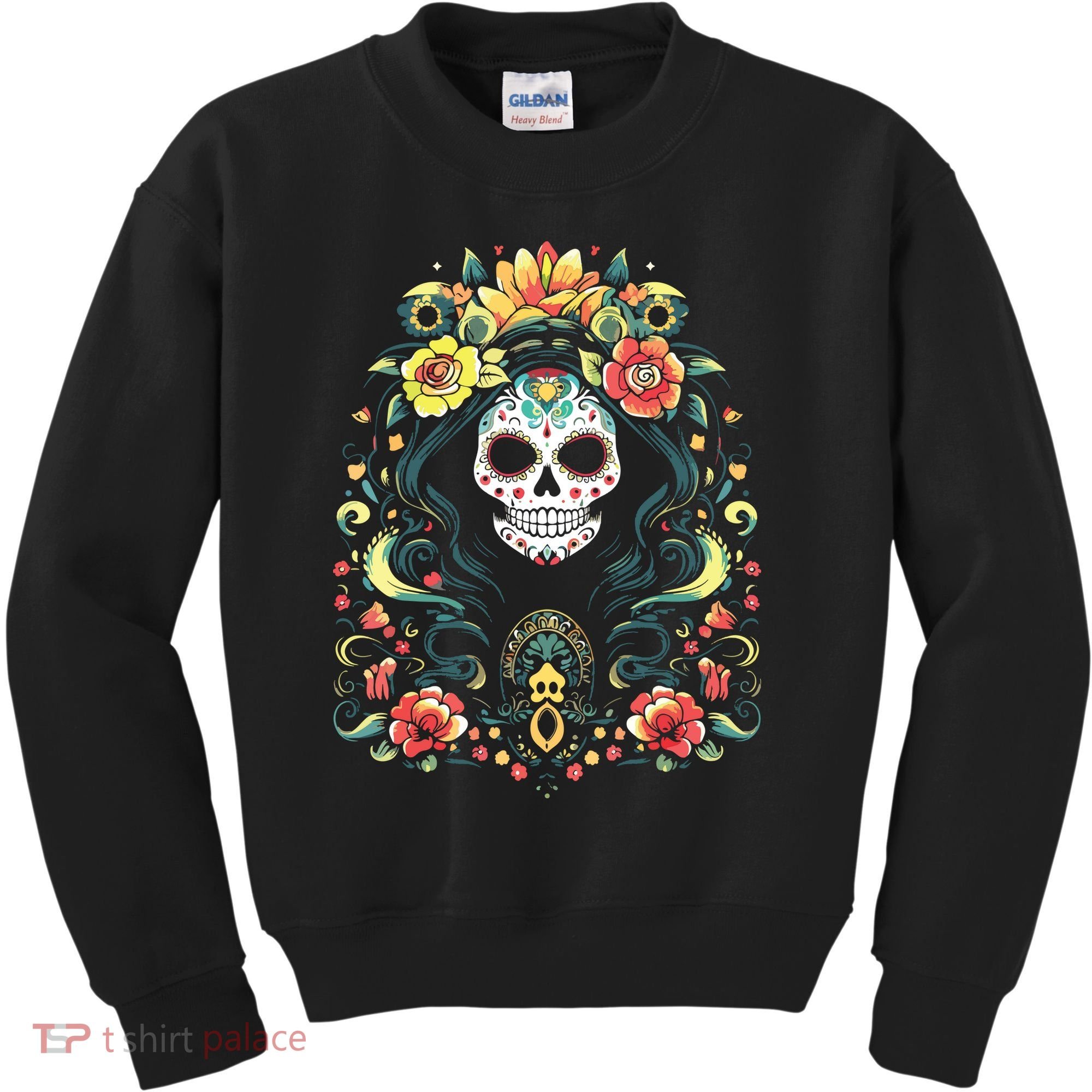De Los Muertos La Catrina Day Of The Dead Sugar Skull Kids Sweatshirt