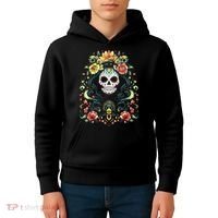 De Los Muertos La Catrina Day Of The Dead Sugar Skull Kids Hoodie thumb 4