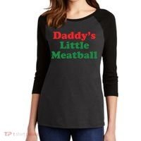 Daddy Little Meatball Italian Ironic Funny Meme Women's Tri-Blend 3/4-Sleeve Raglan Shirt thumb 2