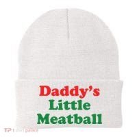 Daddy Little Meatball Italian Ironic Funny Meme Beanie thumb 0