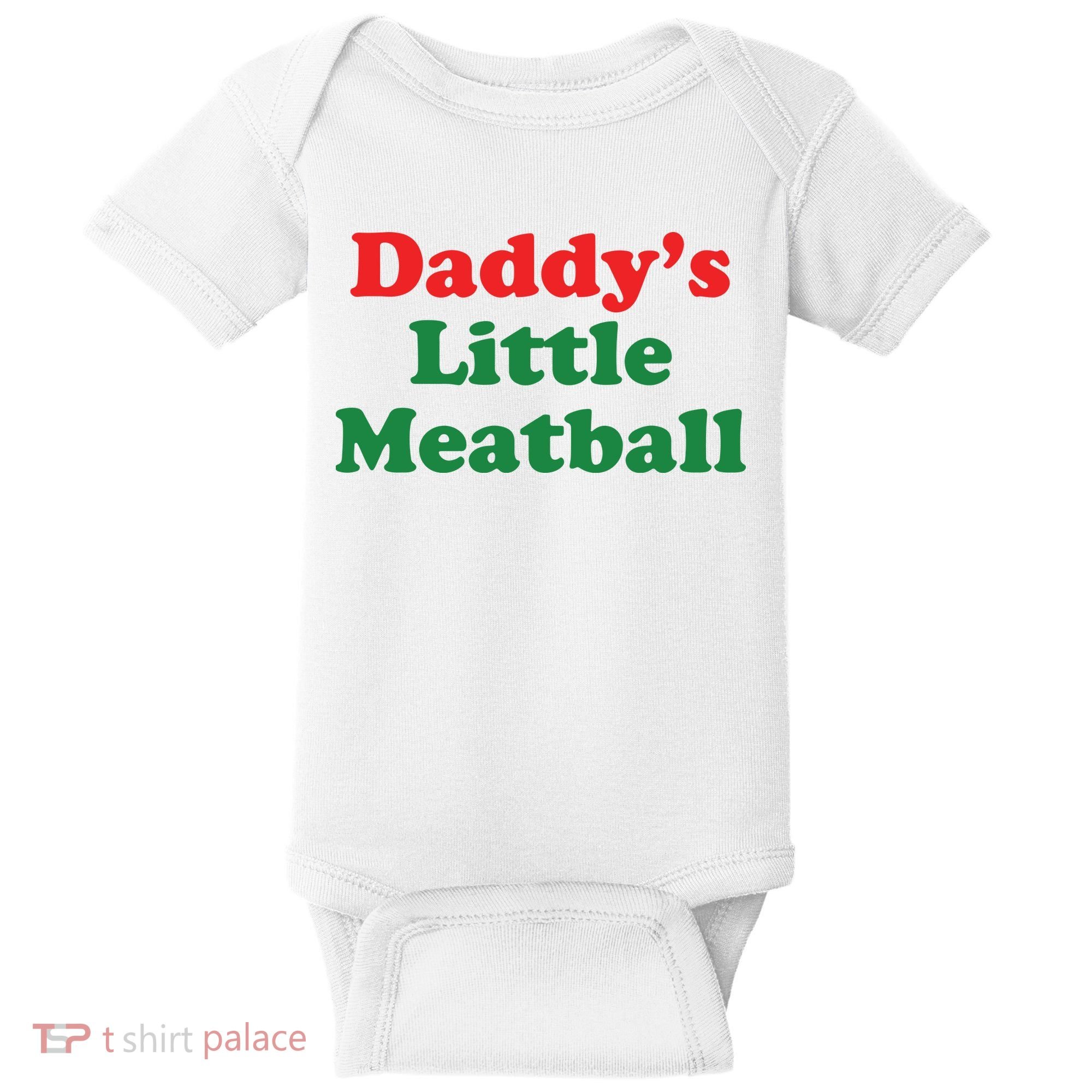 Daddy Little Meatball Italian Ironic Funny Meme Baby Bodysuit