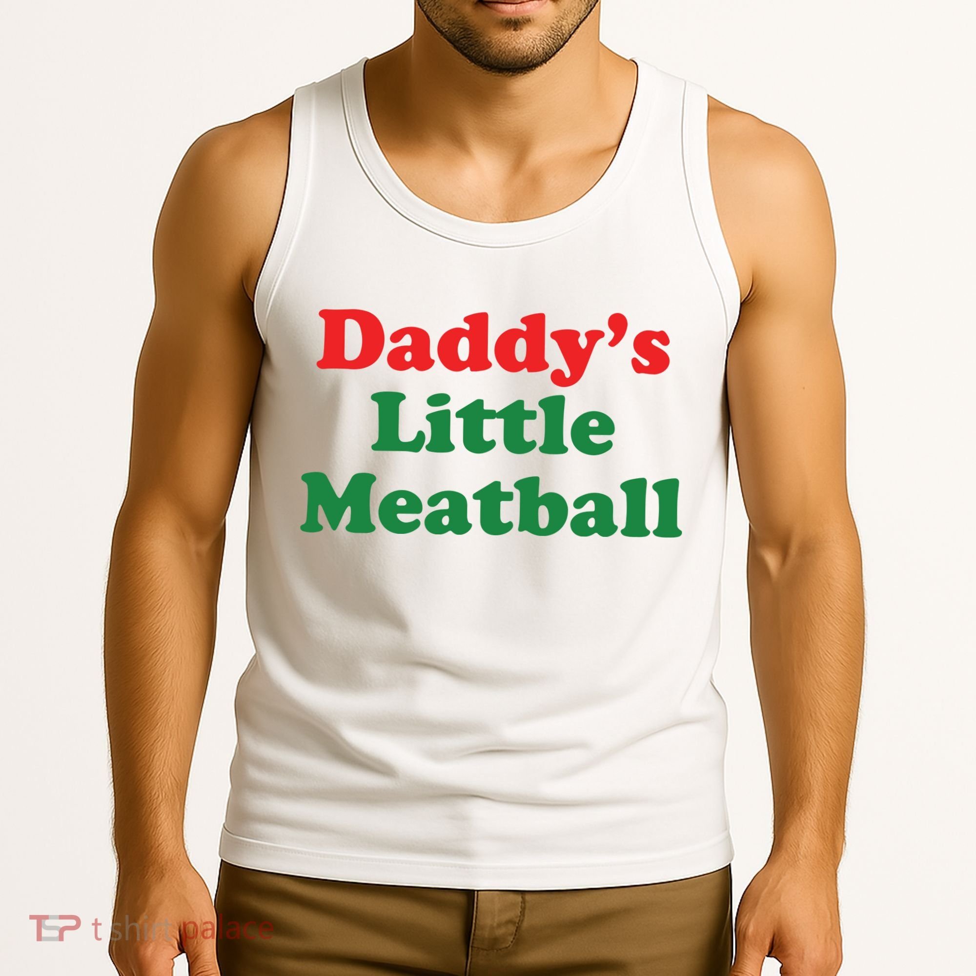 Daddy Little Meatball Italian Ironic Funny Meme Tank Top