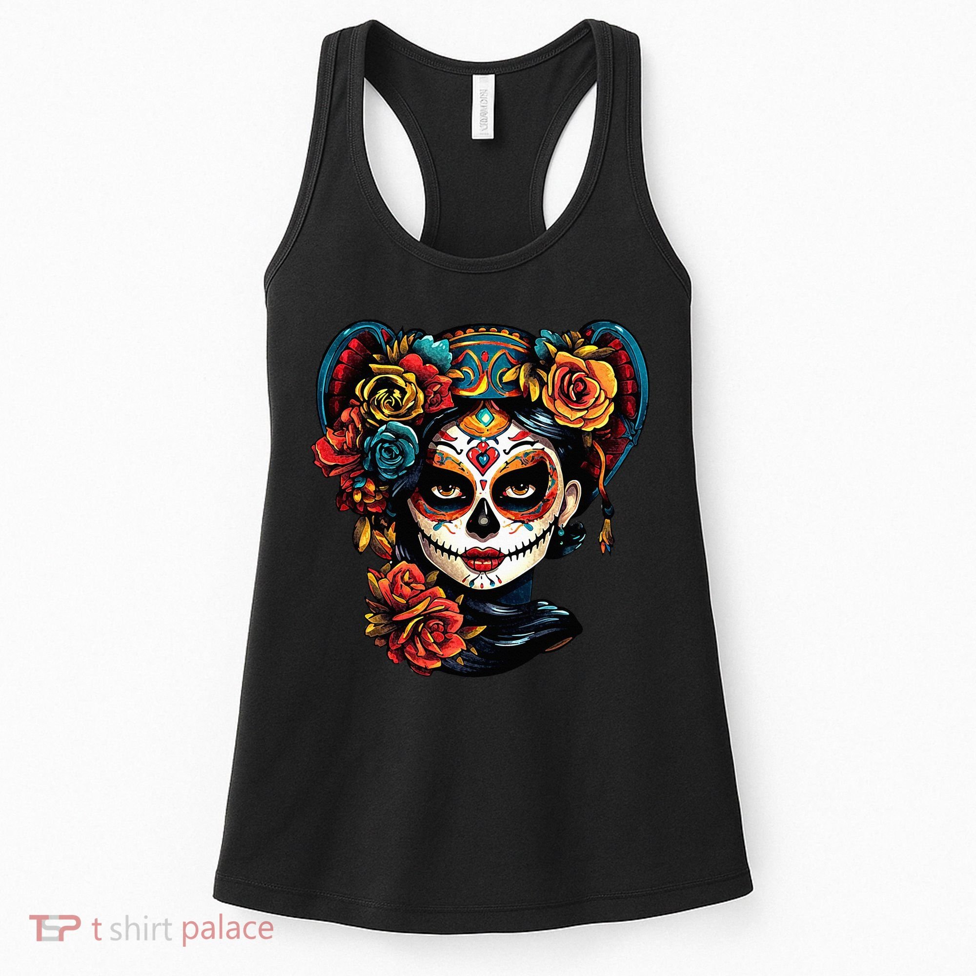 De Los Muertos La Catrina Day of the Dead Sugar Skull Women's Tank Top
