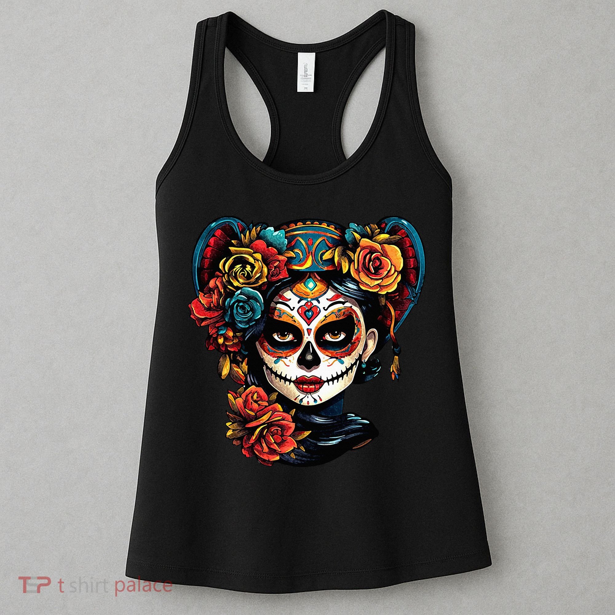 De Los Muertos La Catrina Day of the Dead Sugar Skull Women's Tank Top