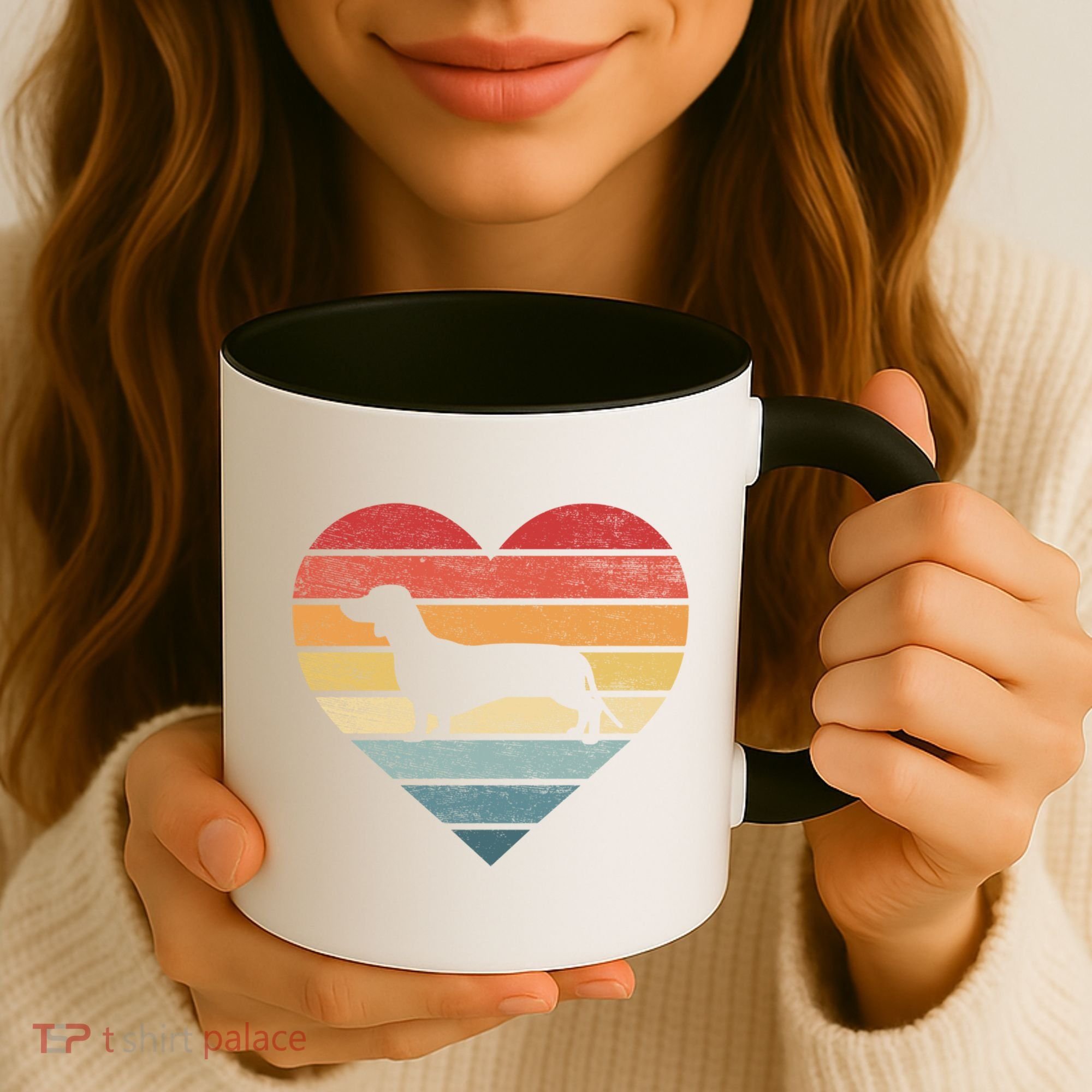 Dachshund Lover Owner Funny Gift Retro Sunset Dog Silhouette Mom Gift Coffee Mug