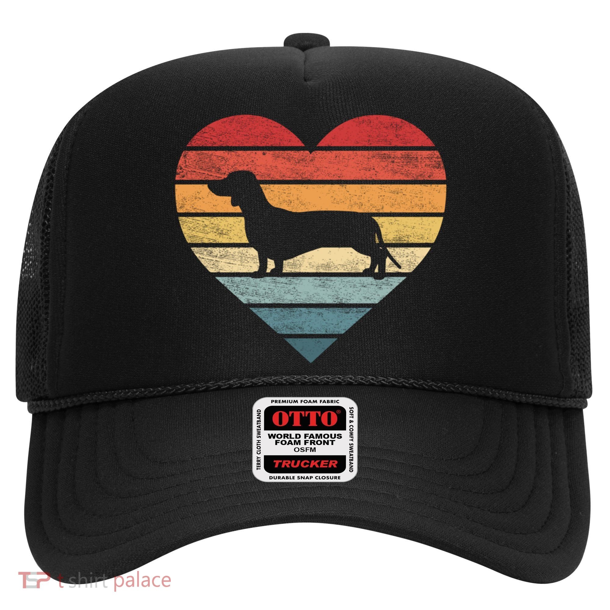 Dachshund Lover Owner Funny Gift Retro Sunset Dog Silhouette Mom Gift Hat