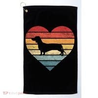 Dachshund Lover Owner Funny Gift Retro Sunset Dog Silhouette Mom Gift Golf Towel thumb 0
