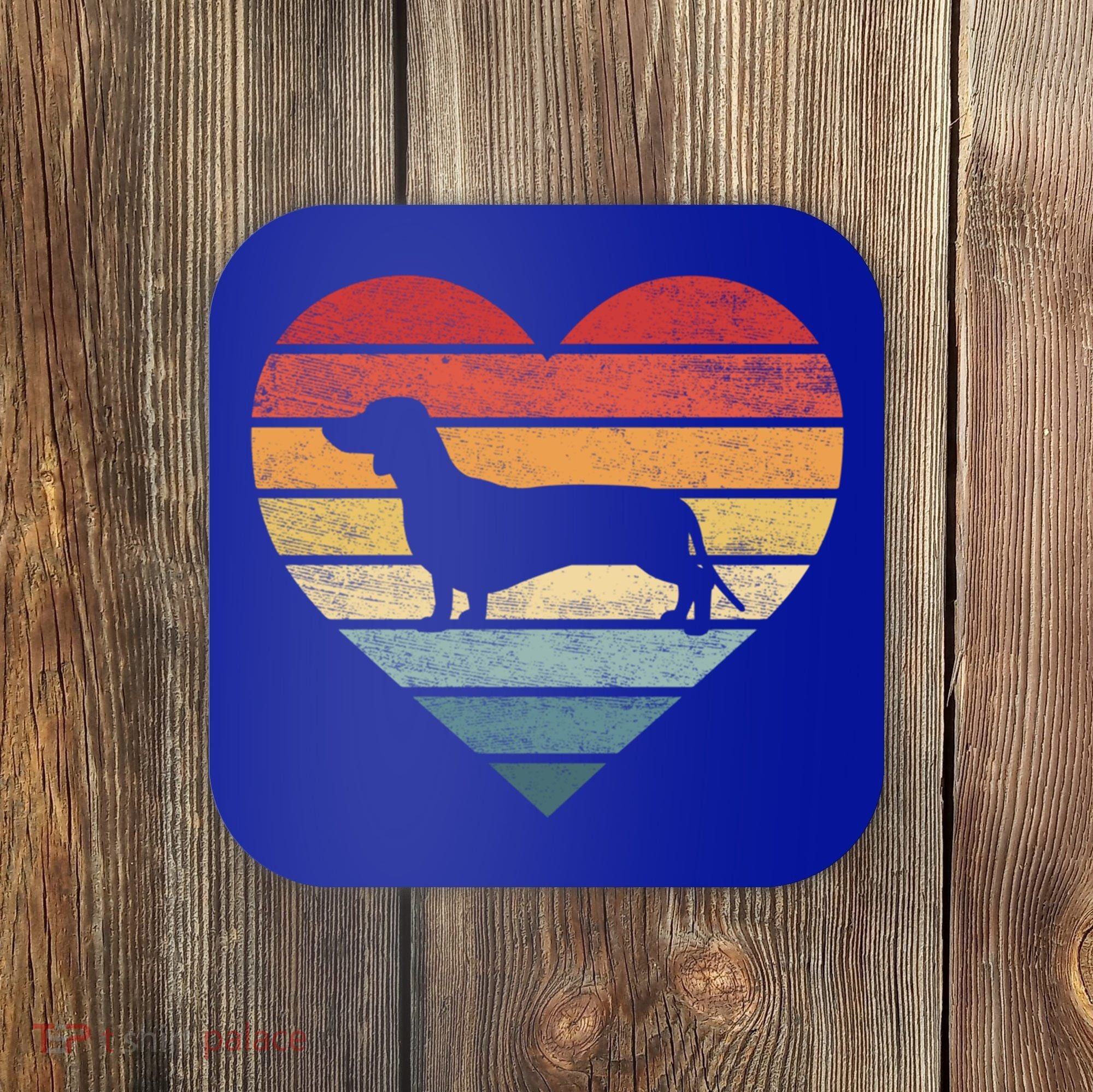 Dachshund Lover Owner Funny Gift Retro Sunset Dog Silhouette Mom Gift Coaster