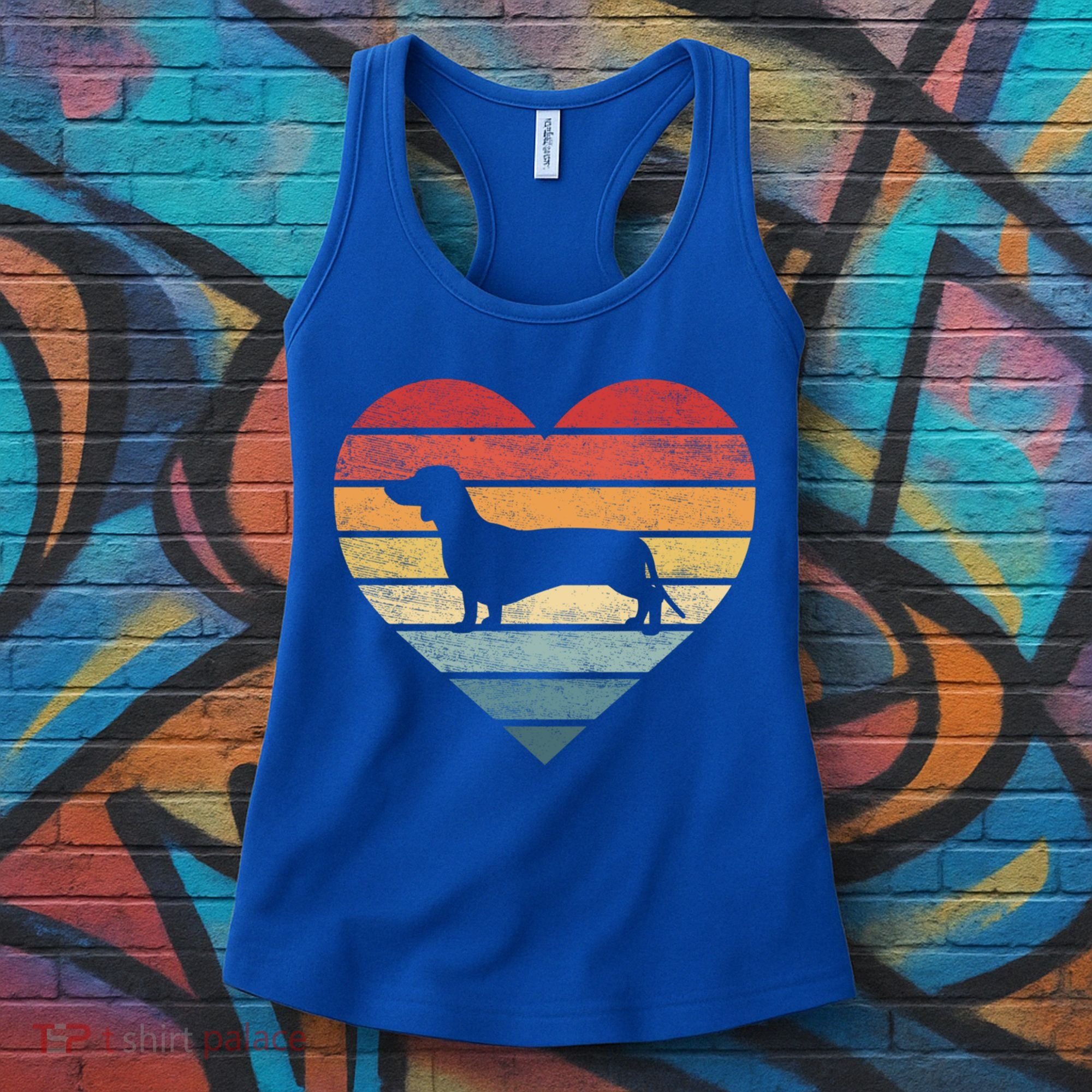 Dachshund Lover Owner Funny Gift Retro Sunset Dog Silhouette Mom Gift Women's Tank Top