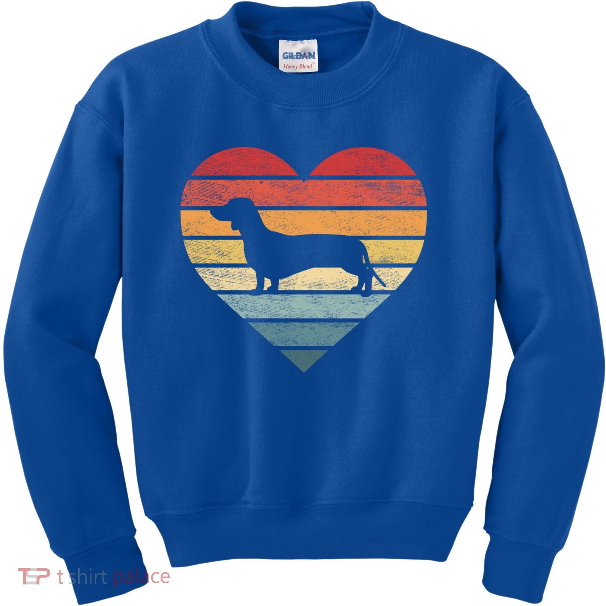 Dachshund Lover Owner Funny Gift Retro Sunset Dog Silhouette Mom Gift Kids Sweatshirt