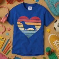Dachshund Lover Owner Funny Gift Retro Sunset Dog Silhouette Mom Gift Kids T-Shirt thumb 3