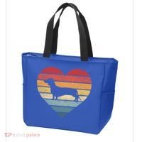 Dachshund Lover Owner Funny Gift Retro Sunset Dog Silhouette Mom Gift Tote Bag thumb 3