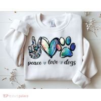 Dog Lover Peace Love Dogs Puppy Paw Sweatshirt thumb 2