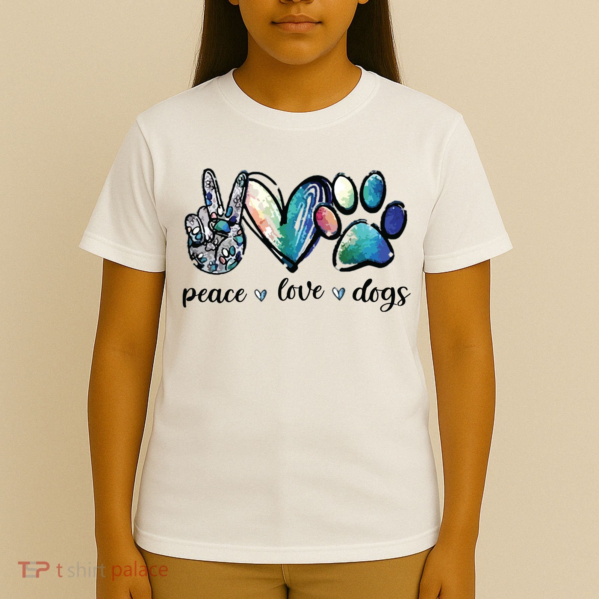 Dog Lover Peace Love Dogs Puppy Paw T-Shirt