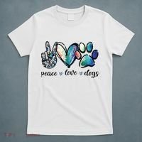 Dog Lover Peace Love Dogs Puppy Paw T-Shirt thumb 5