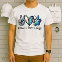 Dog Lover Peace Love Dogs Puppy Paw T-Shirt thumb 6